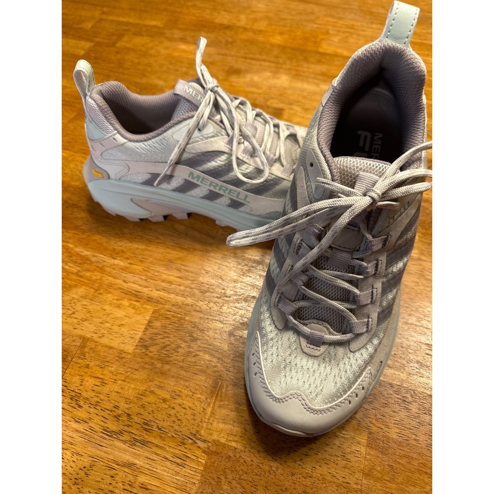 Merrell Moab Speed Womens Hiking Shoes Gray Mint J038520 Vibram Sneakers 7.5
